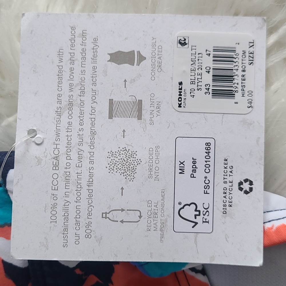 Eco Beach Swim Hipster. NWT Size XL. Multicolor - Picture 6 of 6